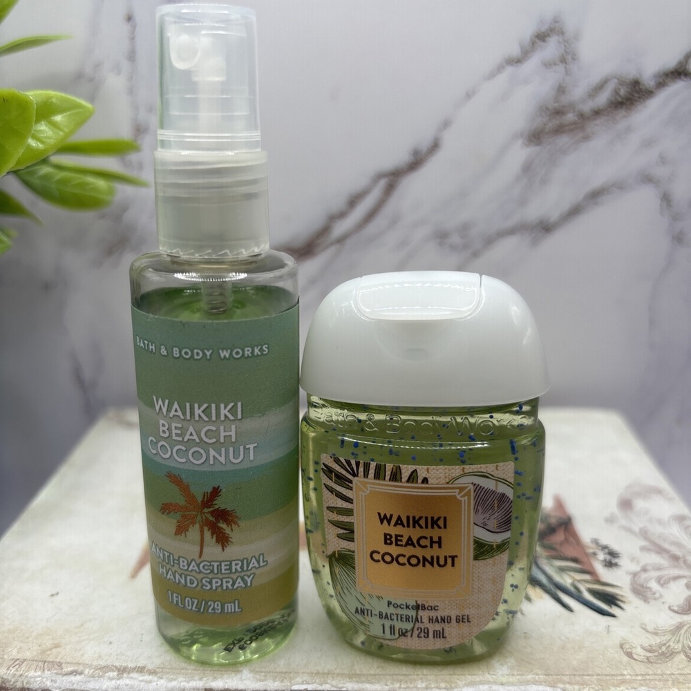 Bath & Body Works Waikiki Beach Coconut Hand Spray & PocketBac 2pc Set